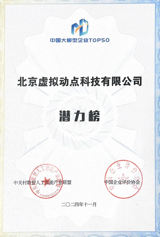 突出重围！永乐高ylg888888·虚拟动点动作大模型入选“2024中国大模型TOP50企业潜力榜”